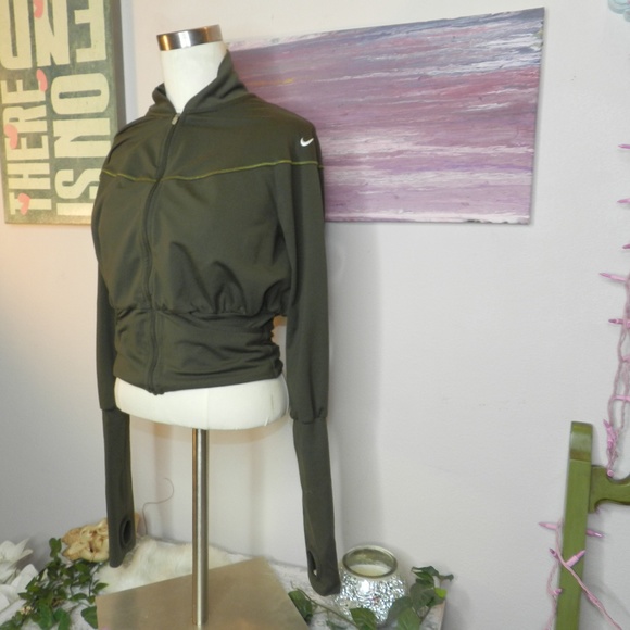 Nike Jackets & Blazers - Nike Army dark green track jacket womens small